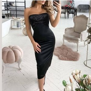Satin Body Forming "Marilyn Monroe" Black Strapless Dress